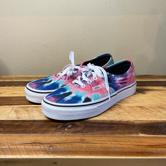 Vans Pink & Blue Tie Dye Authentic Multi & True White Women’s Canvas Shoes US 7 - Picture 2 of 11